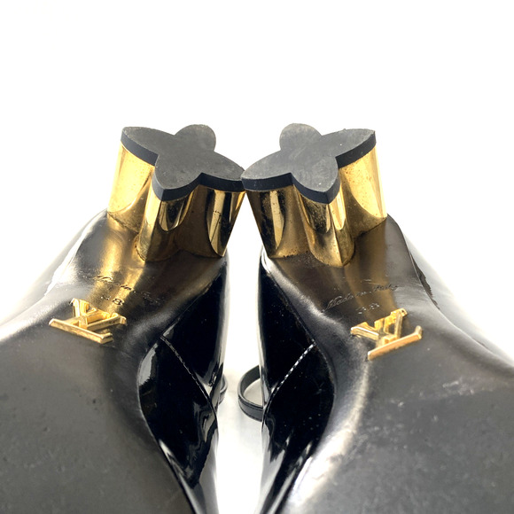 Louis Vuitton Night Bloom Pump Black Patent Leather Ankle Strap Flower Heel 38 - Picture 9 of 15